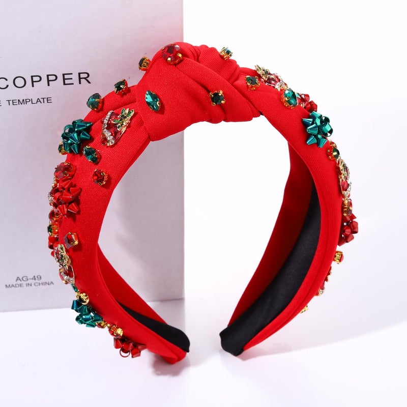 MOLOCH Christmas Headband for Women Christmas Tree Bow Snowflake Knotted Headband Jeweled Crystal Xmas Head Band Xmas Decorations Gifts - Image 5
